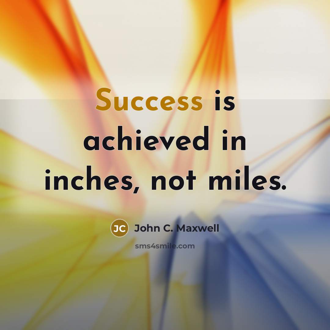 “Success is achieved in inches, not miles.…” quote by John C. Maxwell