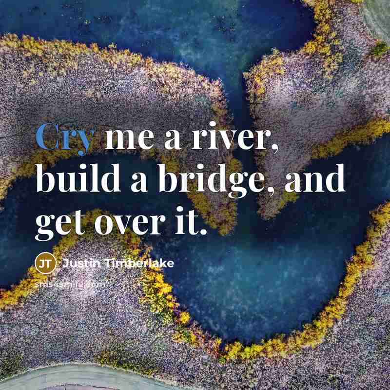 “Cry me a river, build a bridge, and get over…” quote by Justin Timberlake