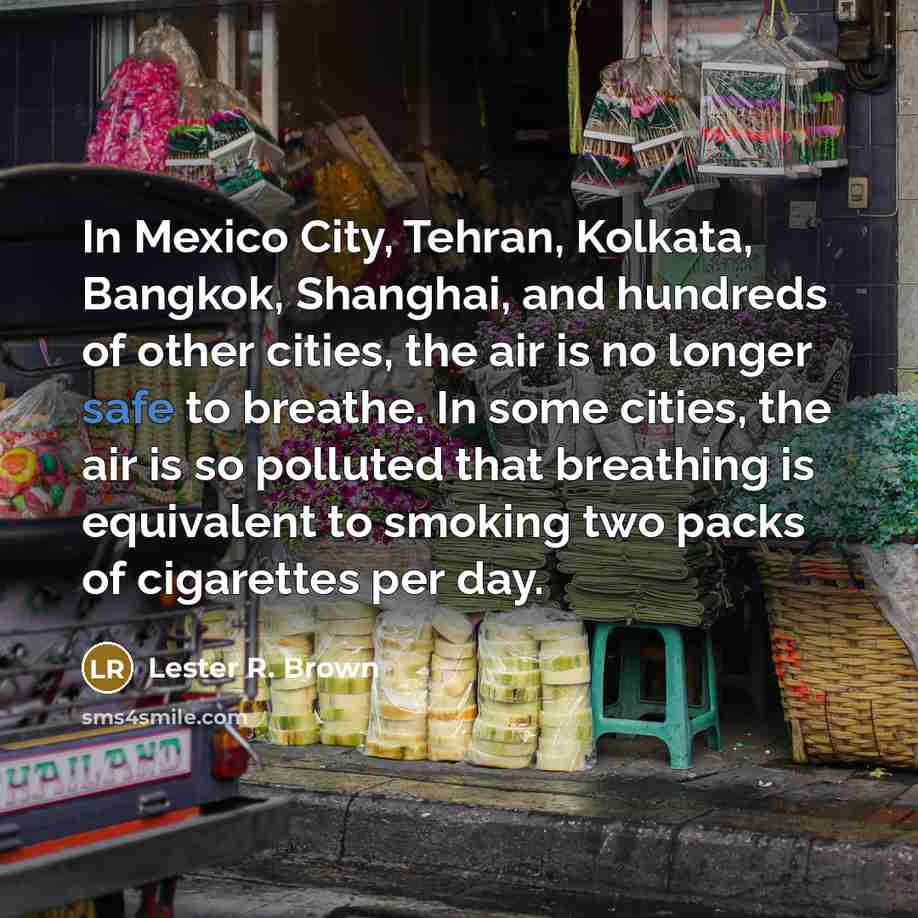 “In Mexico City, Tehran, Kolkata, Bangkok, Shanghai, and hundreds of…” quote by Lester R. Brown