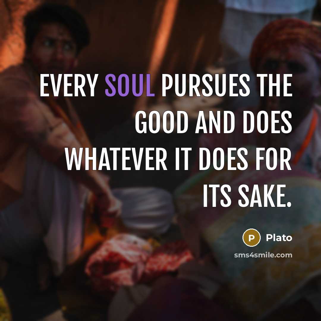 “Every soul pursues the good and does whatever it does…” quote by Plato