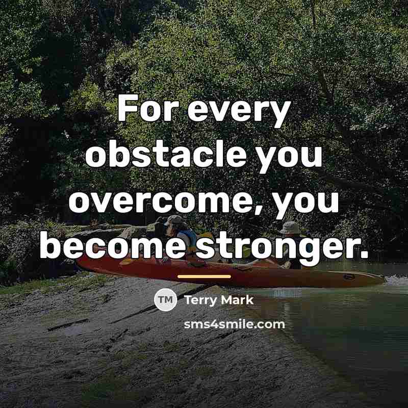“For every obstacle you overcome, you become stronger.…” quote by Terry Mark