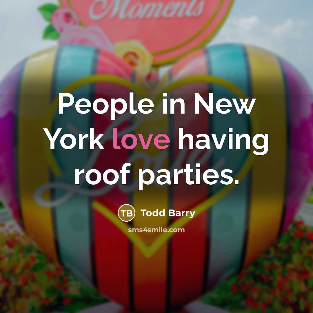 “People in New York love having roof parties.…” quote by Todd Barry