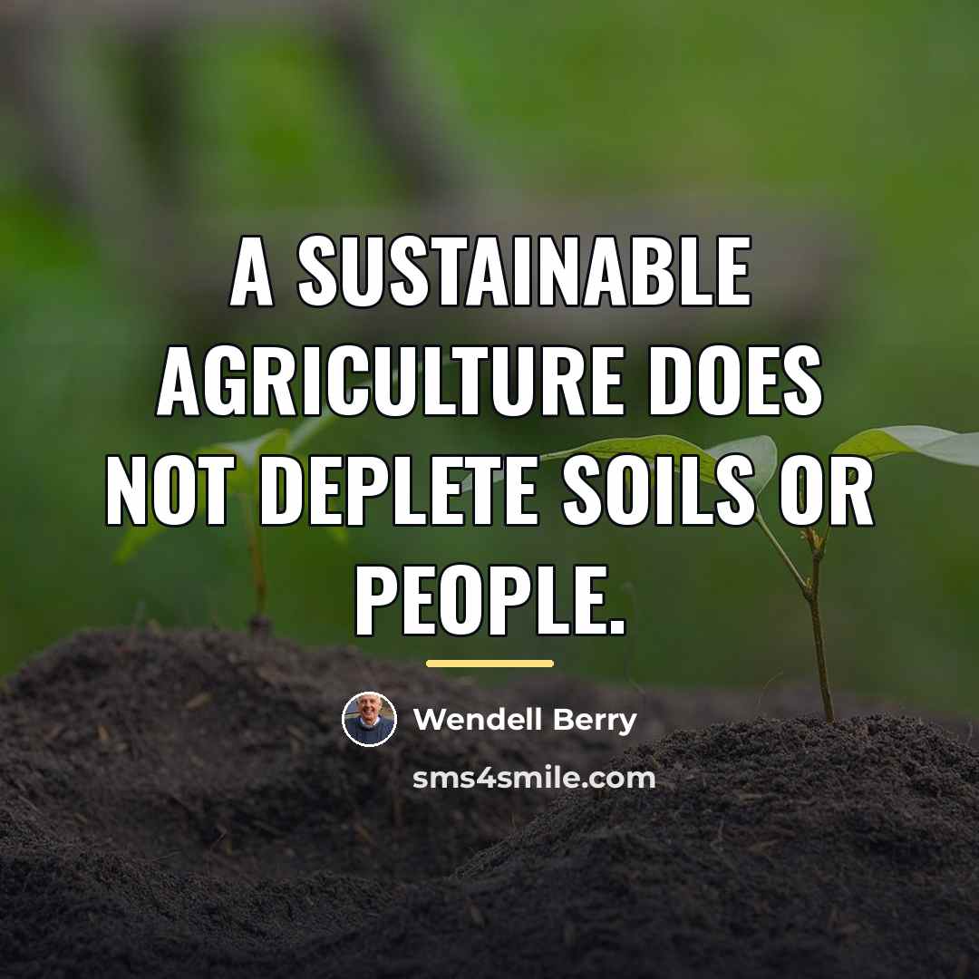“A Sustainable Agriculture does not deplete soils or people.…” quote by Wendell Berry