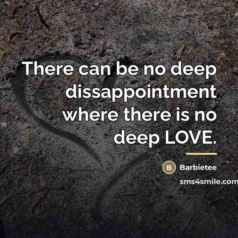 “There can be no deep dissappointment where there is no…” quote by Barbietee