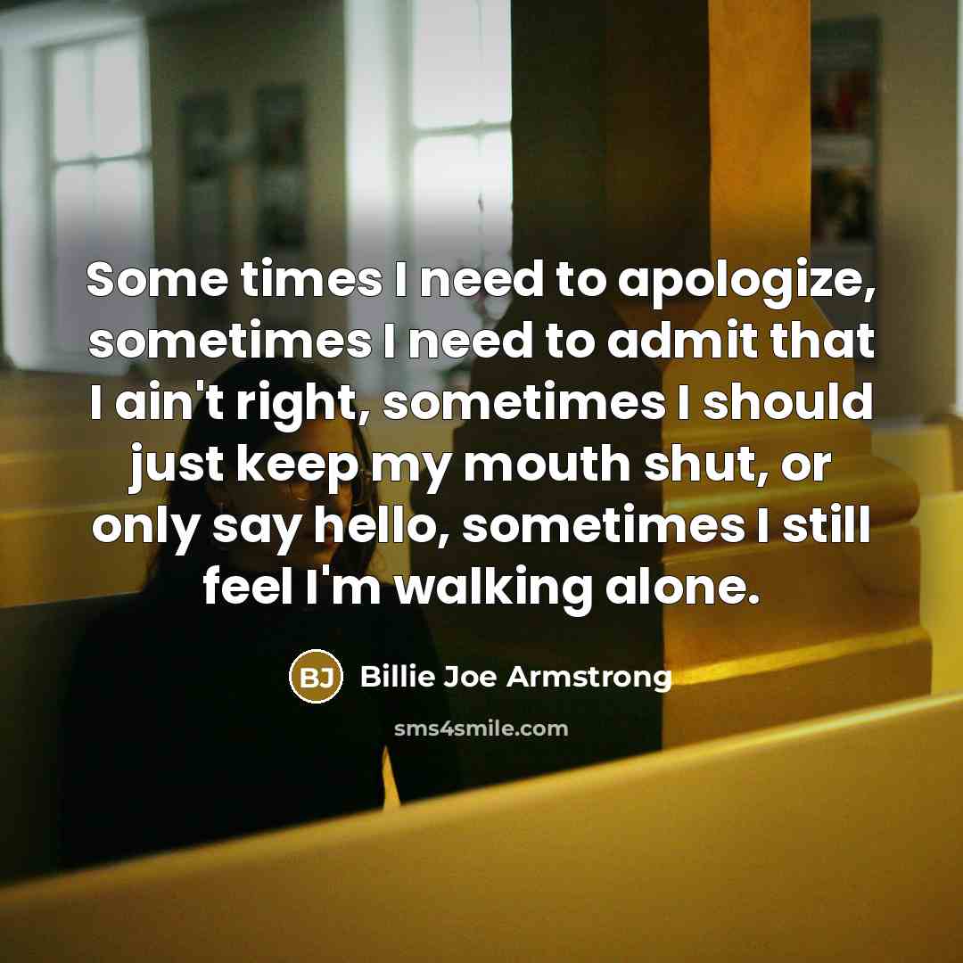 “Some times I need to apologize, sometimes I need to…” quote by Billie Joe Armstrong