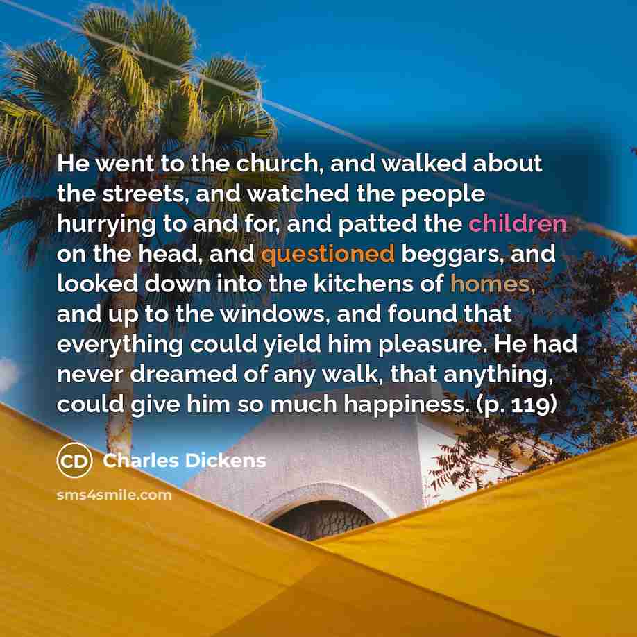 “He went to the church, and walked about the streets,…” quote by Charles Dickens