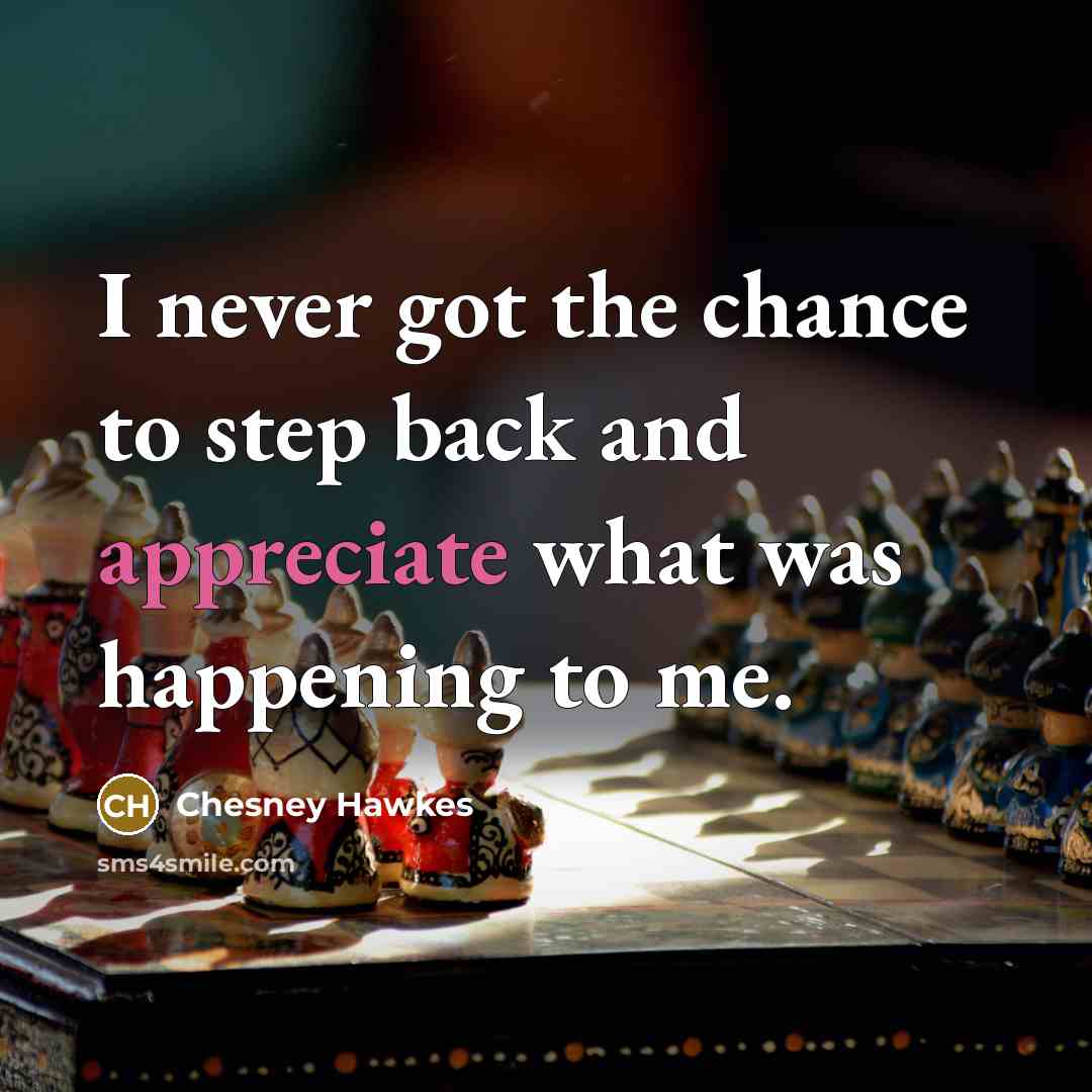 “I never got the chance to step back and appreciate…” quote by Chesney Hawkes