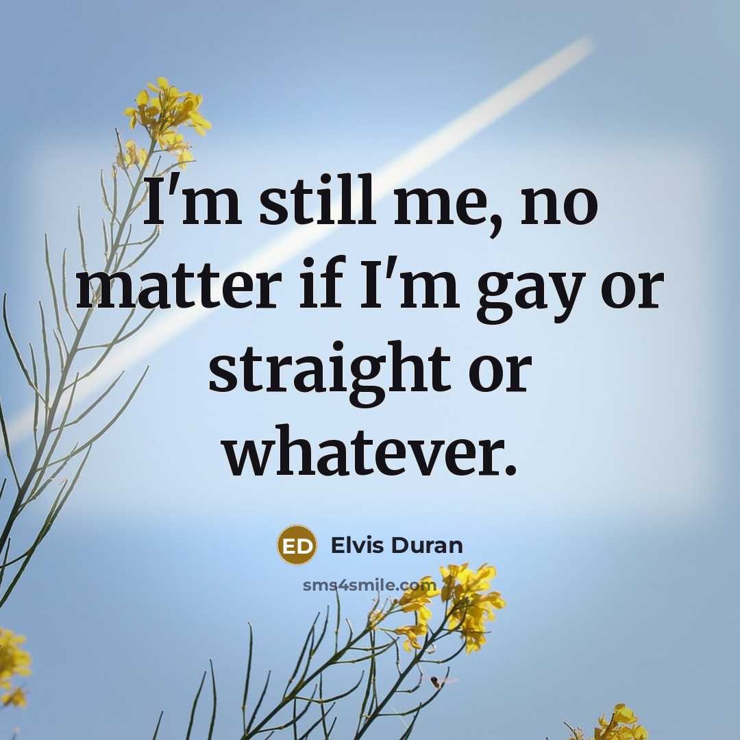 “I'm still me, no matter if I'm gay or straight…” quote by Elvis Duran