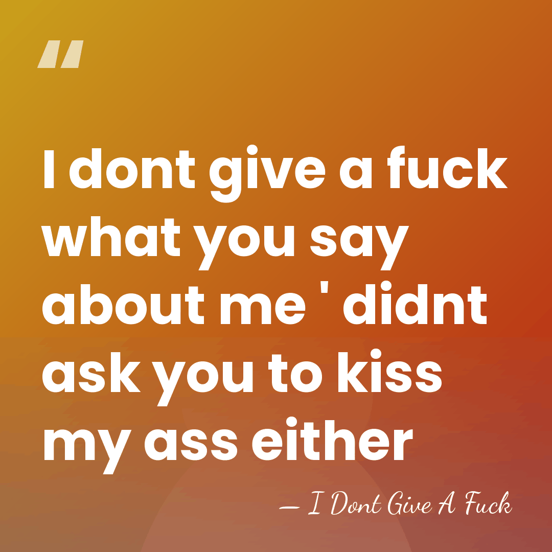 I dont give a fuck what you say about me ' didnt&hellip; - I Dont Give A Fuck