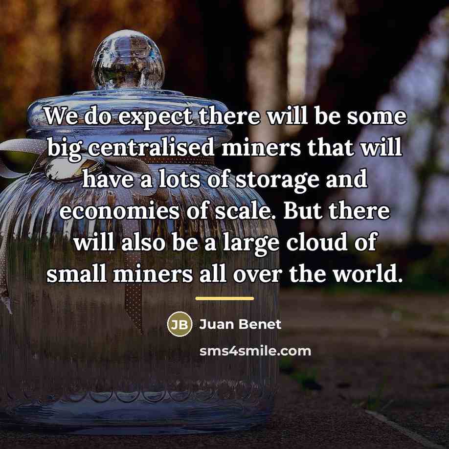 “We do expect there will be some big centralised miners…” quote by Juan Benet