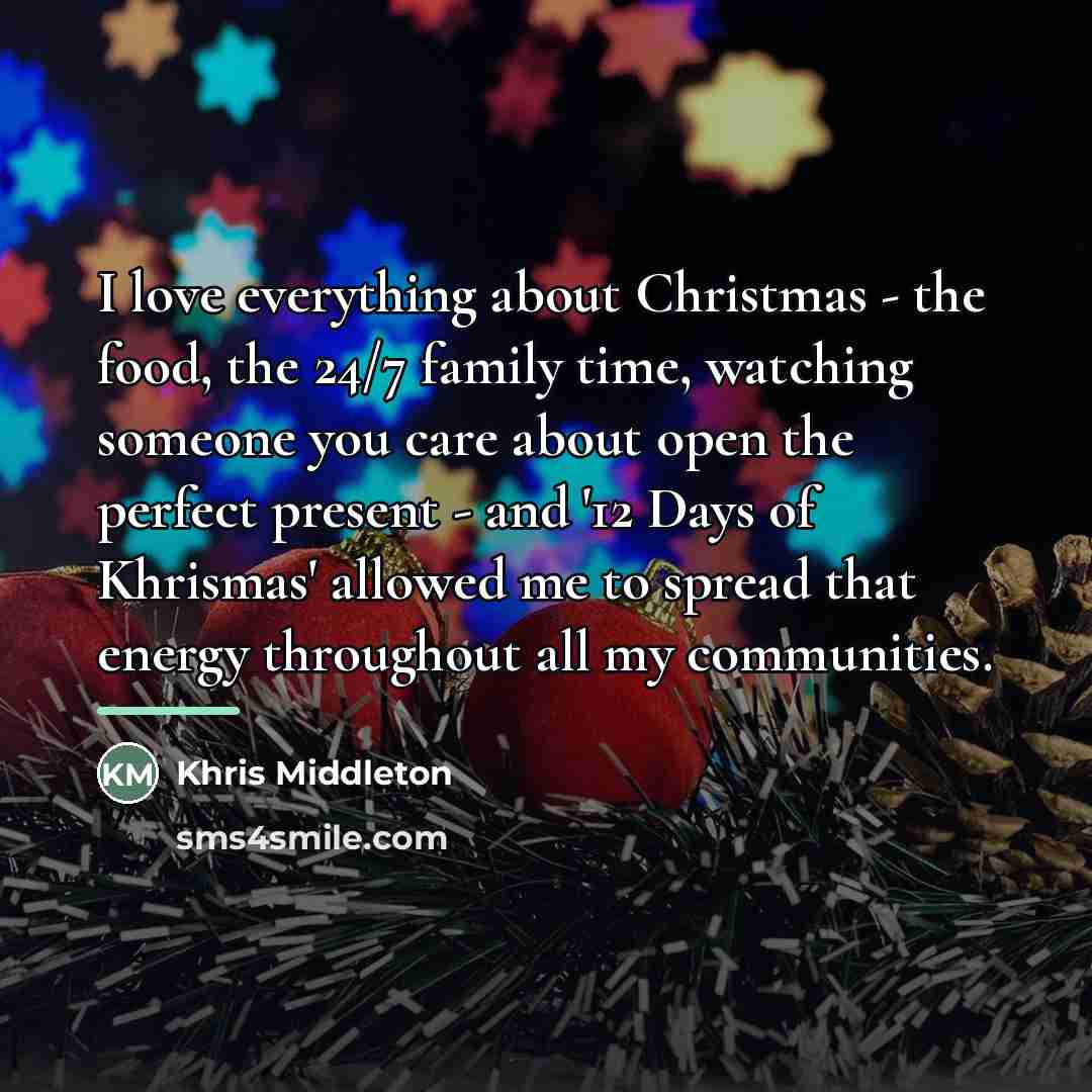 “I love everything about Christmas - the food, the 24/7…” quote by Khris Middleton