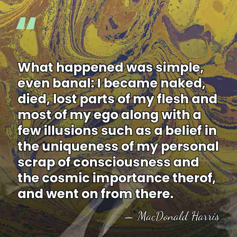 What happened was simple, even banal: I became naked, died, lost parts&hellip; - MacDonald Harris