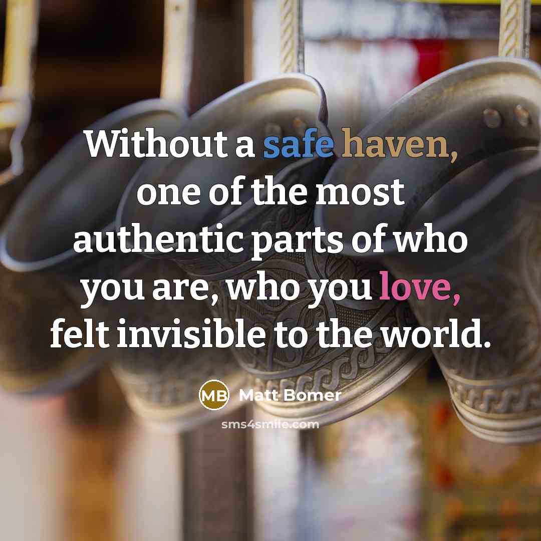 “Without a safe haven, one of the most authentic parts of who you are, who you love, felt invisible to the world.” quote by Matt Bomer