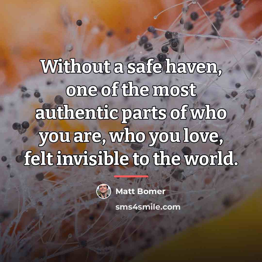“Without a safe haven, one of the most authentic parts…” quote by Matt Bomer