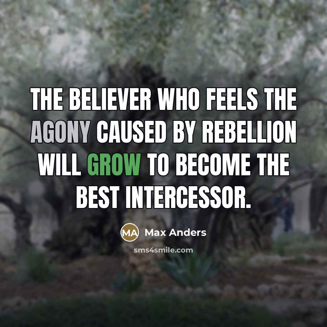“The believer who feels the agony caused by rebellion will…” quote by Max Anders