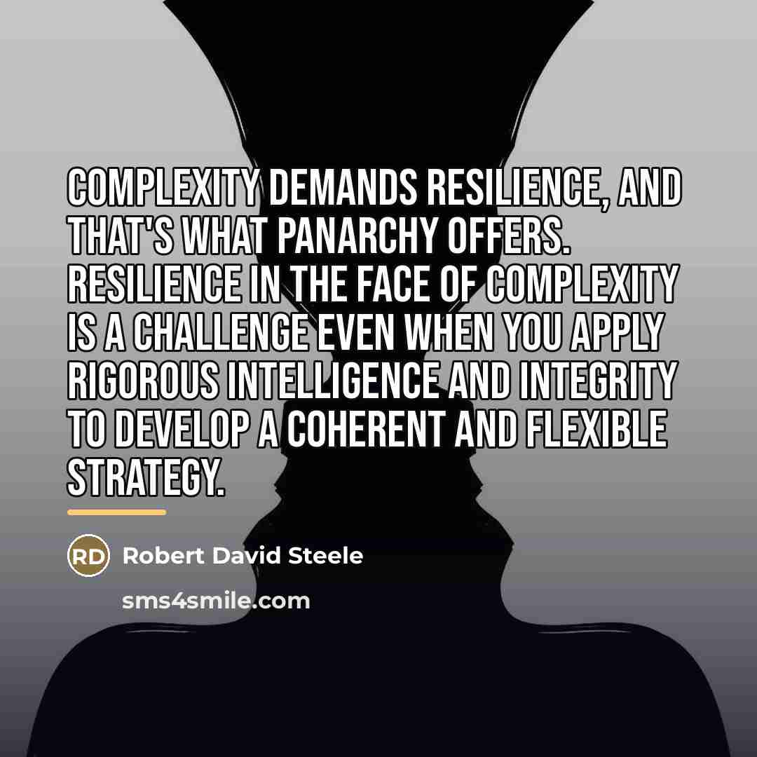 “Complexity demands resilience, and that's what panarchy offers. Resilience in…” quote by Robert David Steele