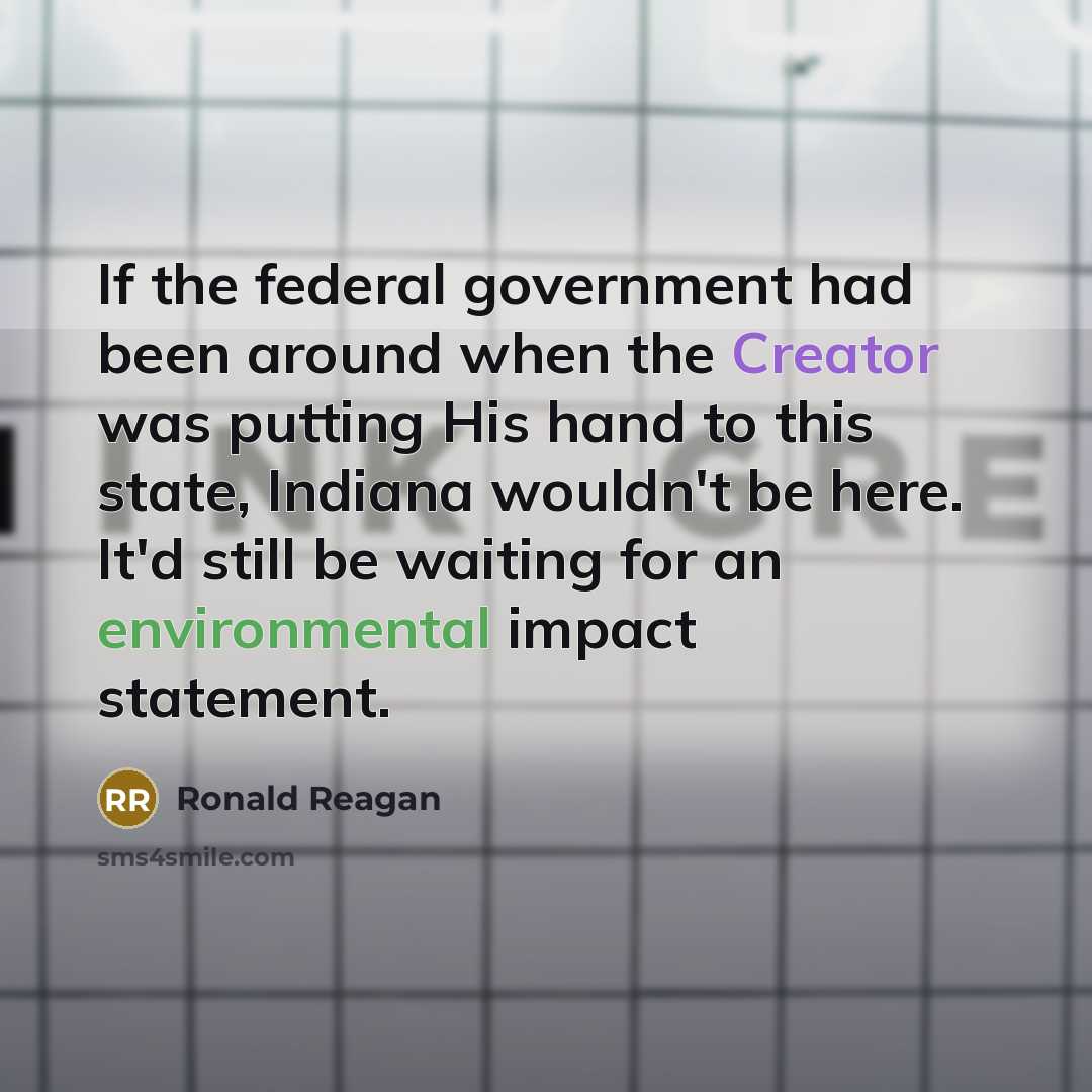 “If the federal government had been around when the Creator…” quote by Ronald Reagan