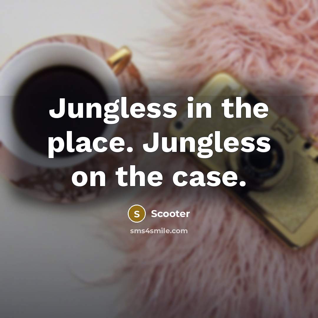 “Jungless in the place. Jungless on the case.” quote by Scooter