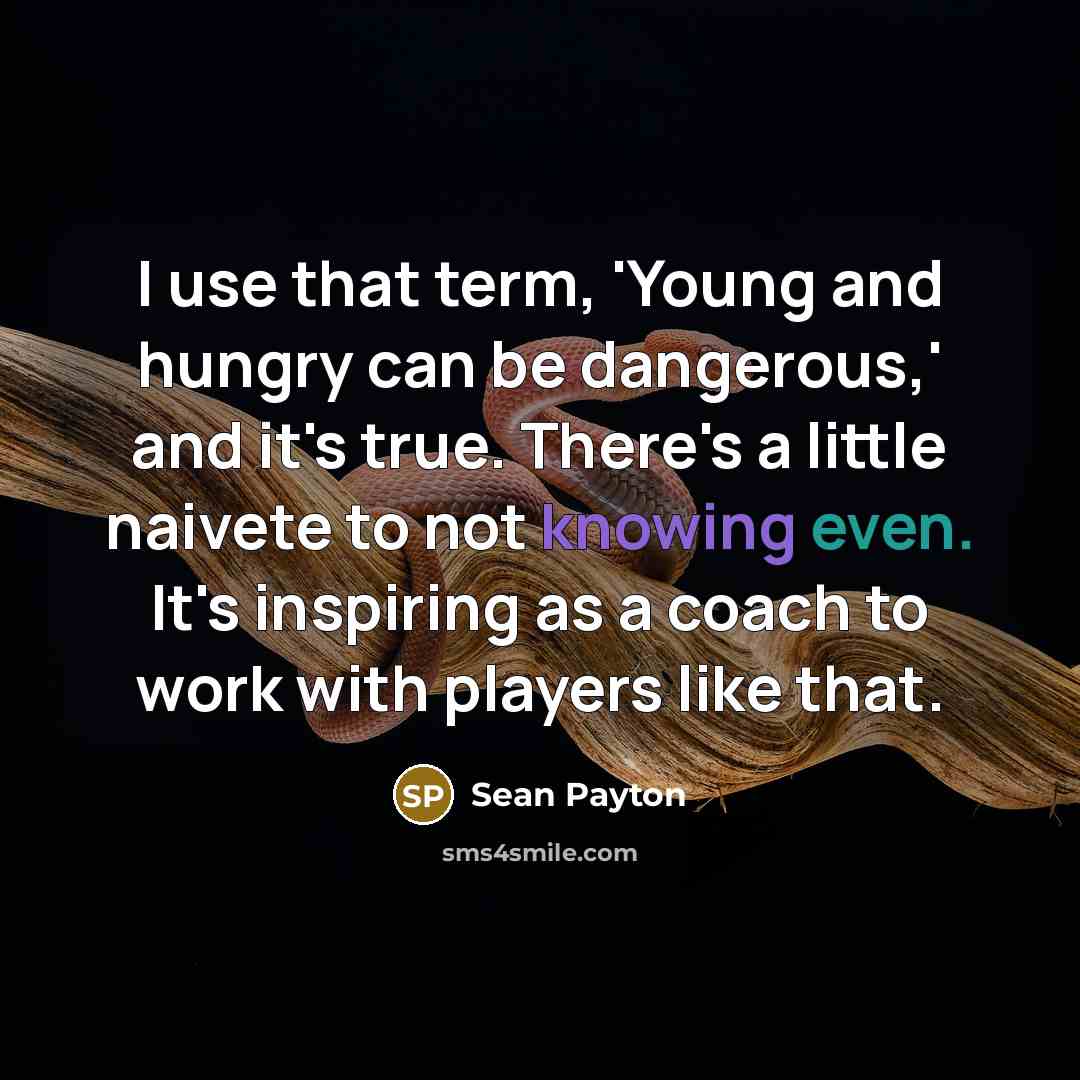 “I use that term, 'Young and hungry can be dangerous,'…” quote by Sean Payton
