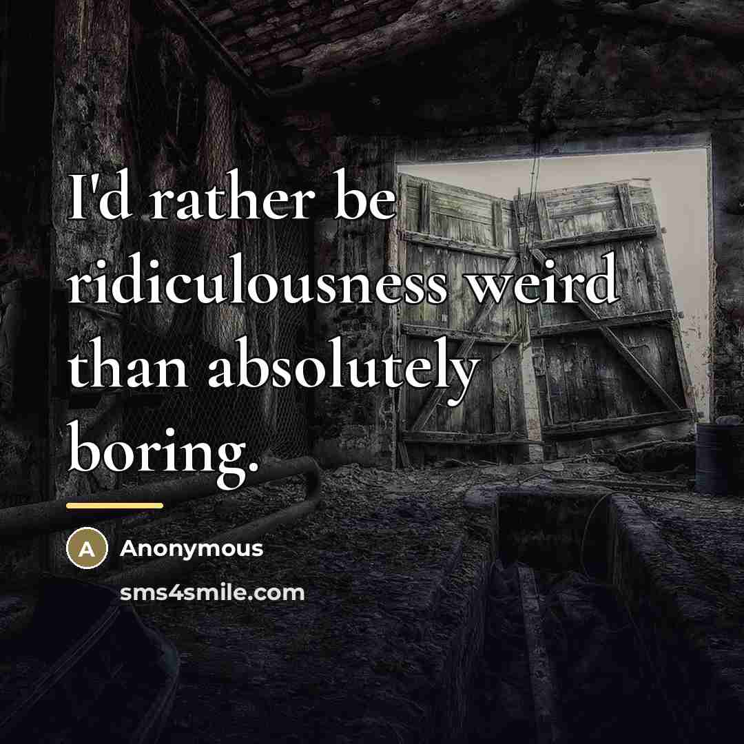 “I'd rather be ridiculousness weird than absolutely boring.…” quote by Anonymous