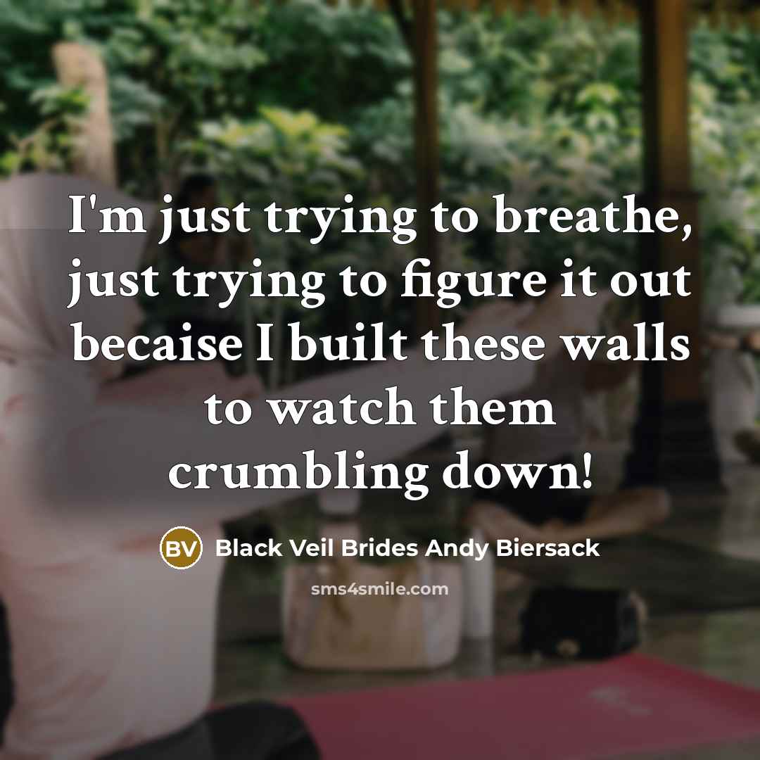 “I'm just trying to breathe, just trying to figure it out becaise I built these walls to watch them crumbling down!” quote by Black Veil Brides Andy Biersack