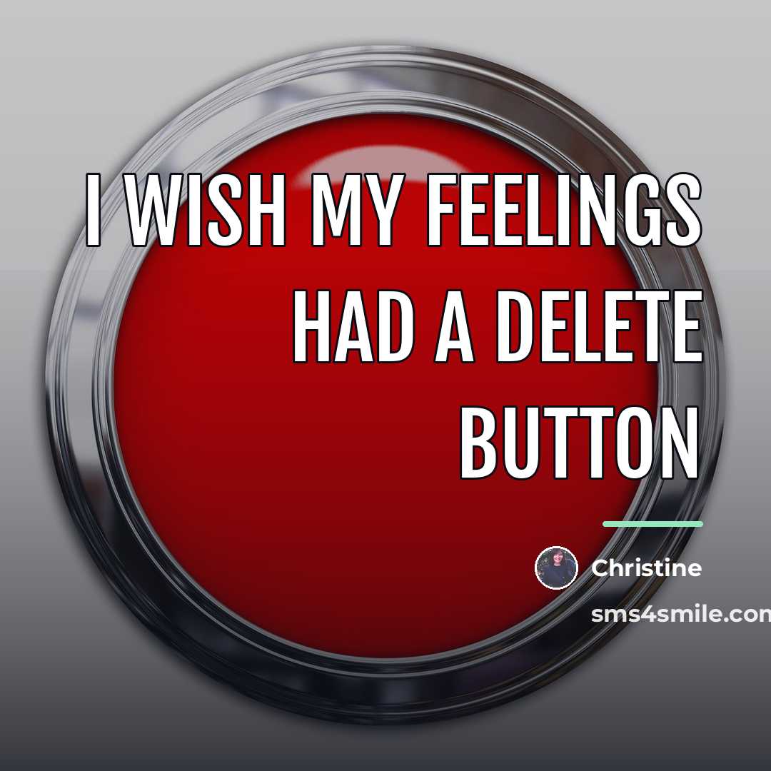 “I wish my feelings had a delete button…” quote by Christine