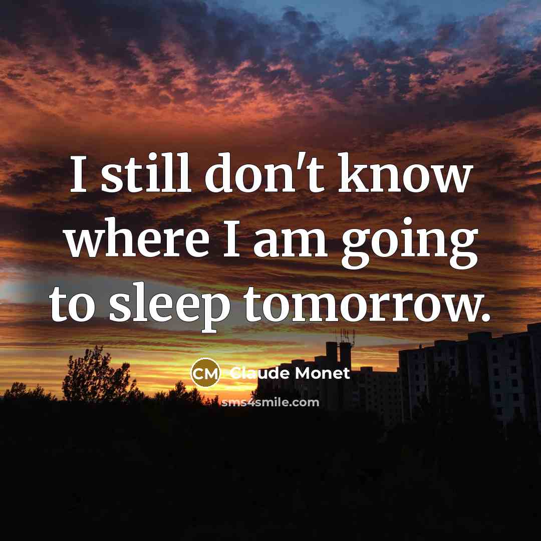 “I still don't know where I am going to sleep…” quote by Claude Monet