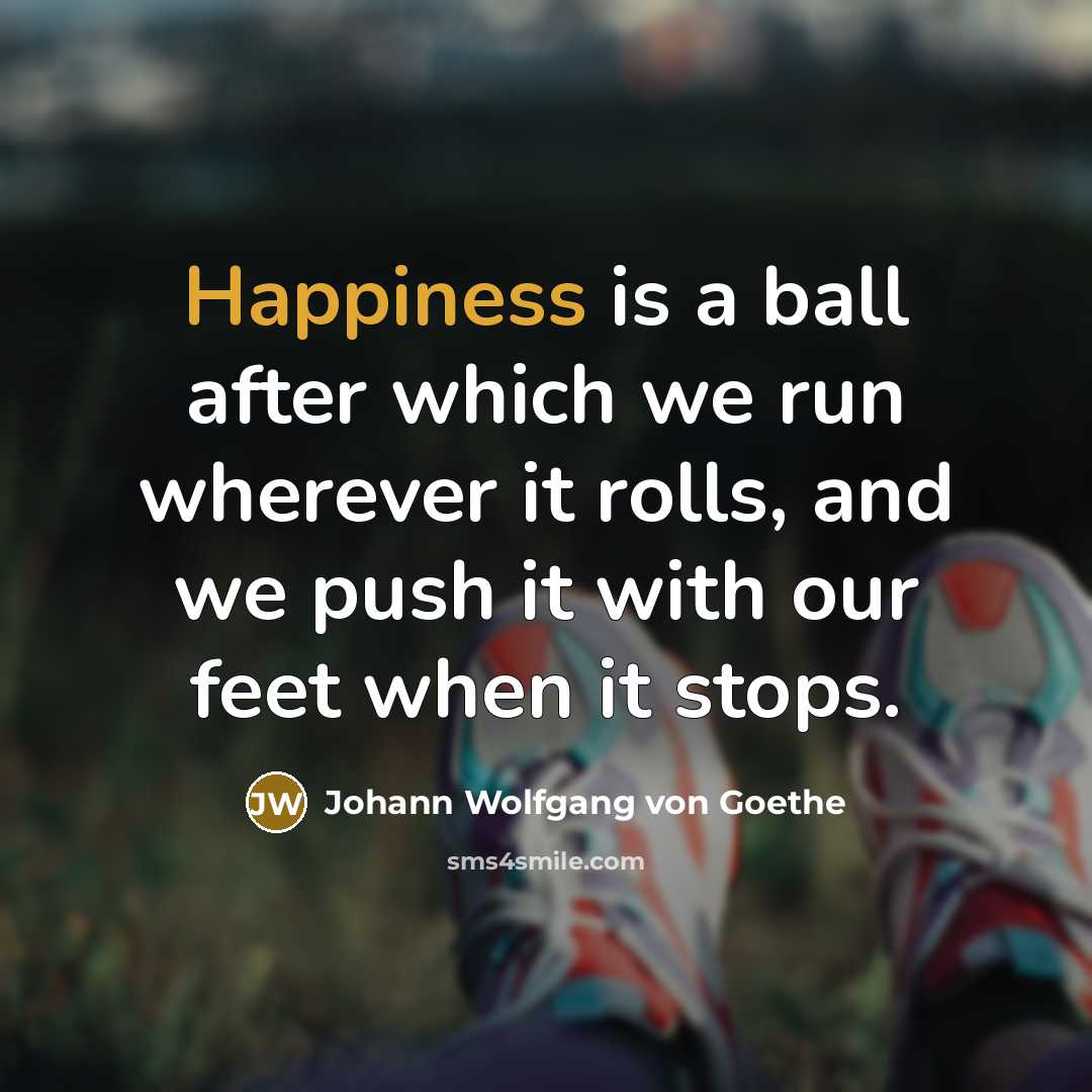 “Happiness is a ball after which we run wherever it…” quote by Johann Wolfgang von Goethe