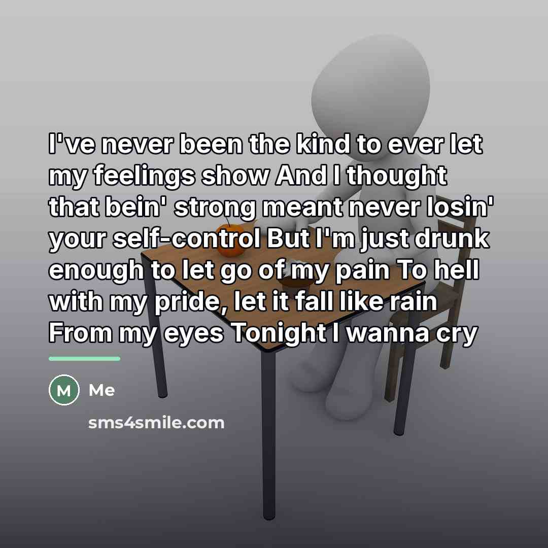 “I've never been the kind to ever let my feelings…” quote by Me