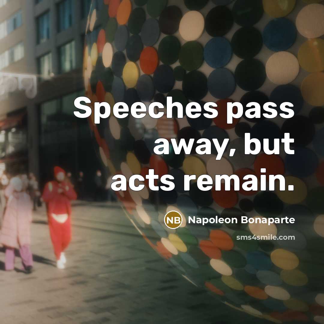 “Speeches pass away, but acts remain.…” quote by Napoleon Bonaparte