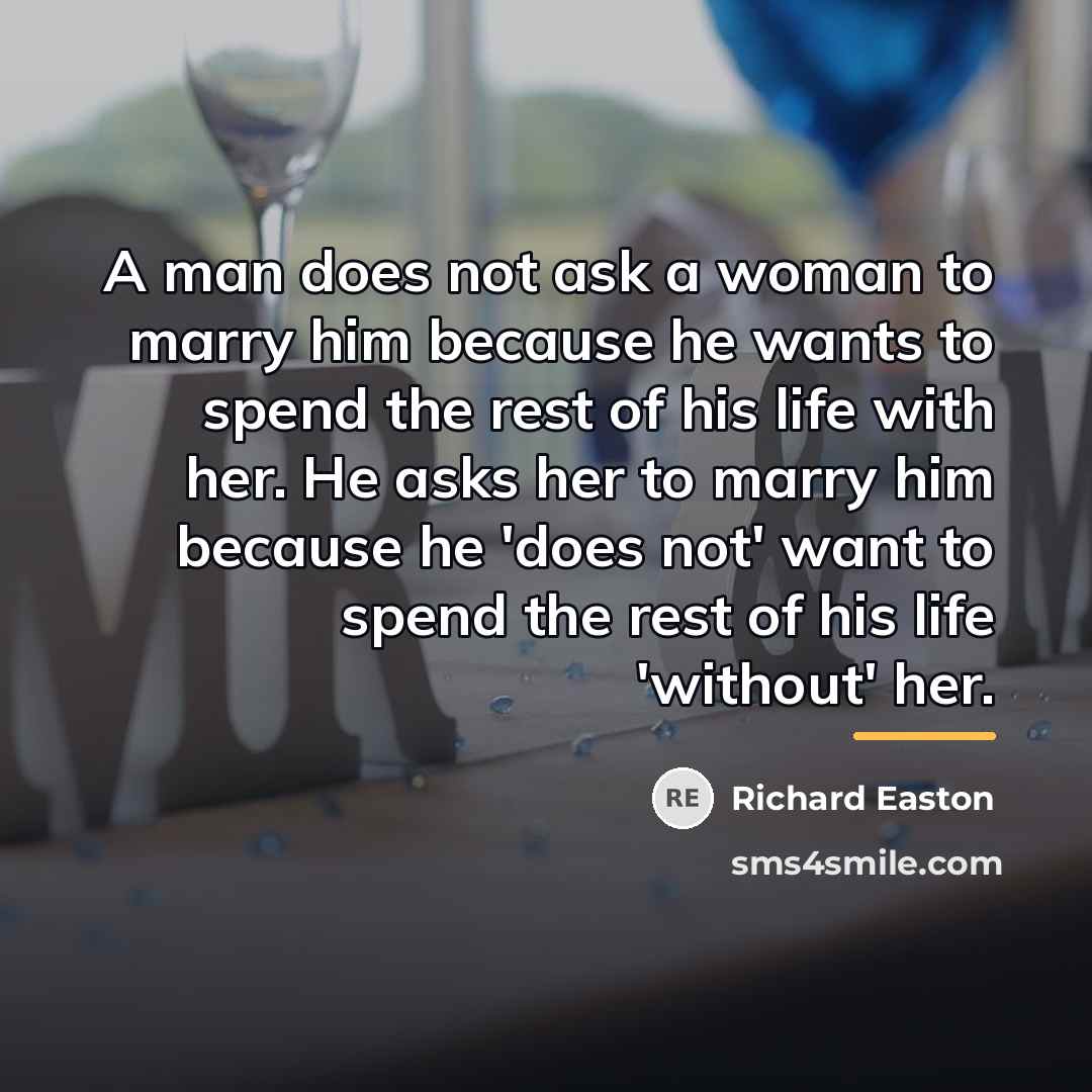 “A man does not ask a woman to marry him…” quote by Richard Easton