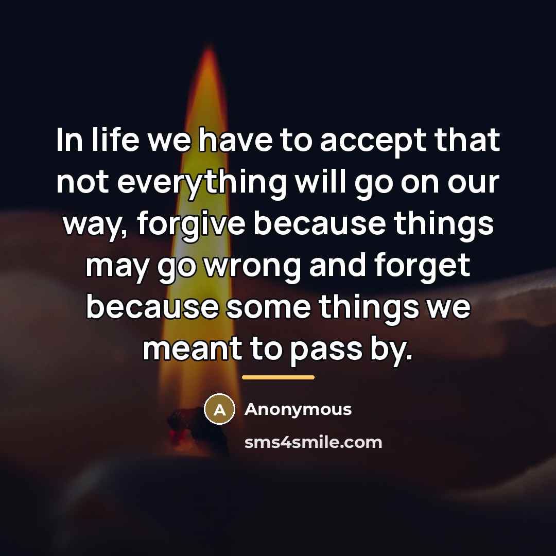 “In life we have to accept that not everything will…” quote by Anonymous
