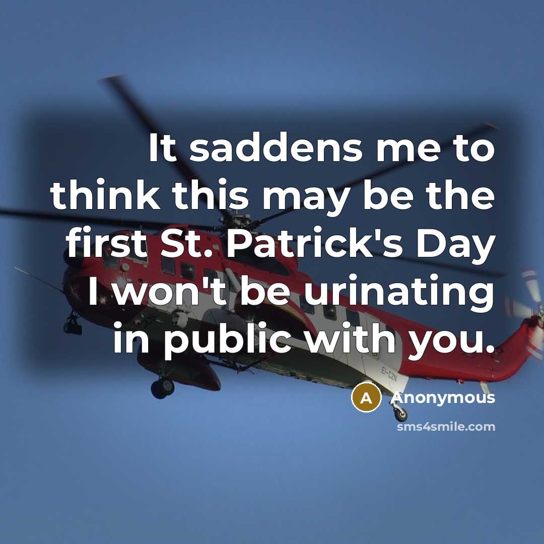 “It saddens me to think this may be the first St. Patrick's Day I won't be urinating in public with you.” quote by Anonymous
