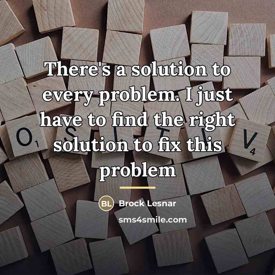 “There's a solution to every problem. I just have to…” quote by Brock Lesnar