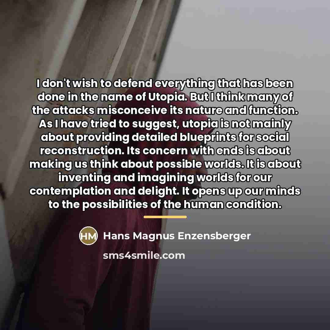 “I don't wish to defend everything that has been done…” quote by Hans Magnus Enzensberger