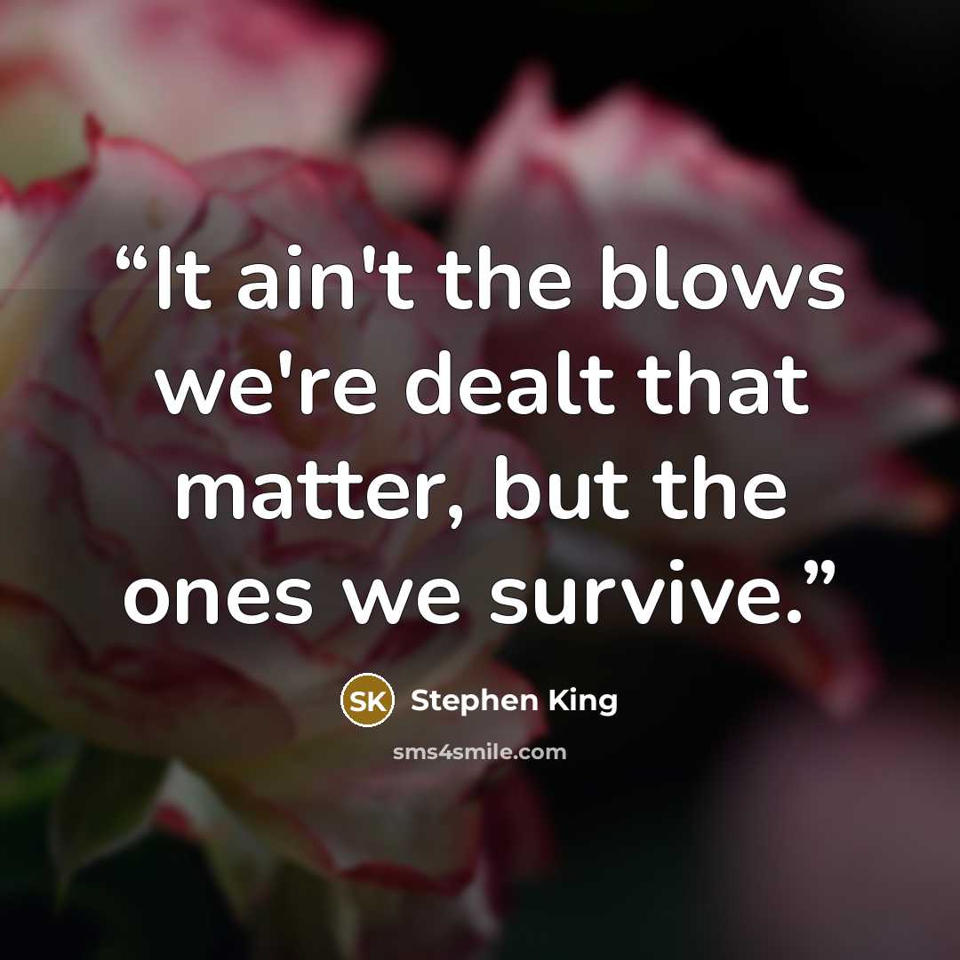 “It ain't the blows we're dealt that matter, but the ones we survive.” quote by Stephen King