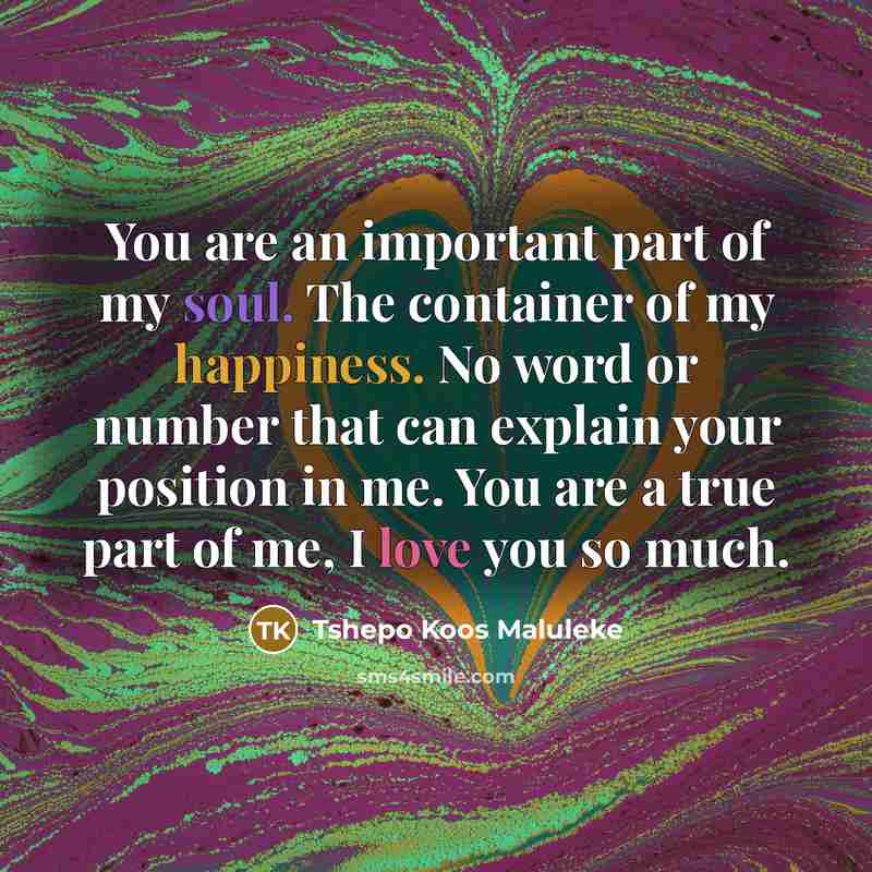 “You are an important part of my soul. The container…” quote by Tshepo Koos Maluleke