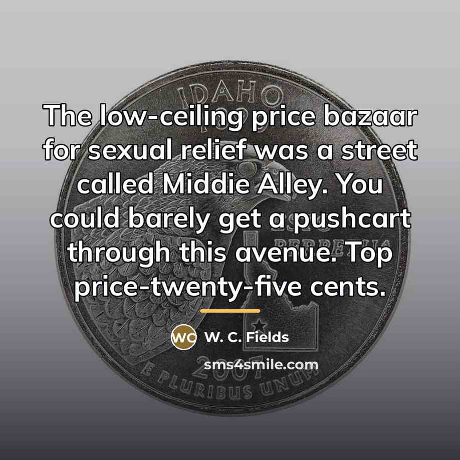 “The low-ceiling price bazaar for sexual relief was a street…” quote by W. C. Fields