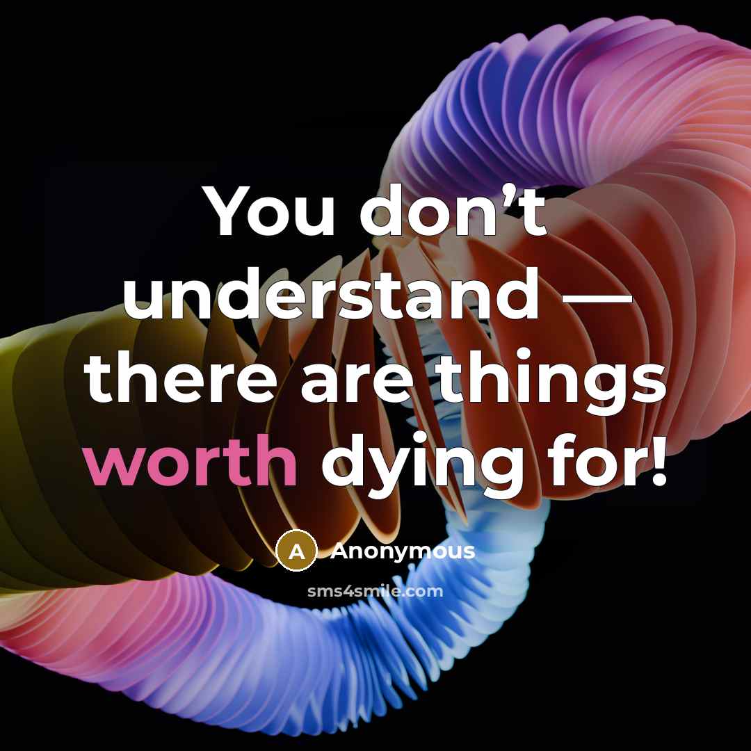 “You don’t understand — there are things worth dying for!…” quote by Anonymous