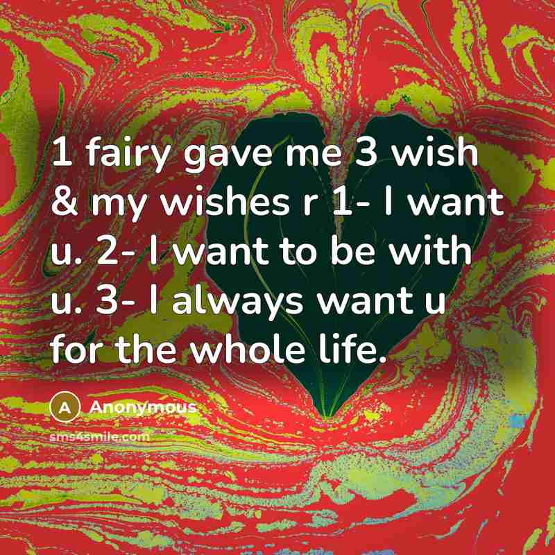 “1 fairy gave me 3 wish & my wishes r…” quote by Anonymous