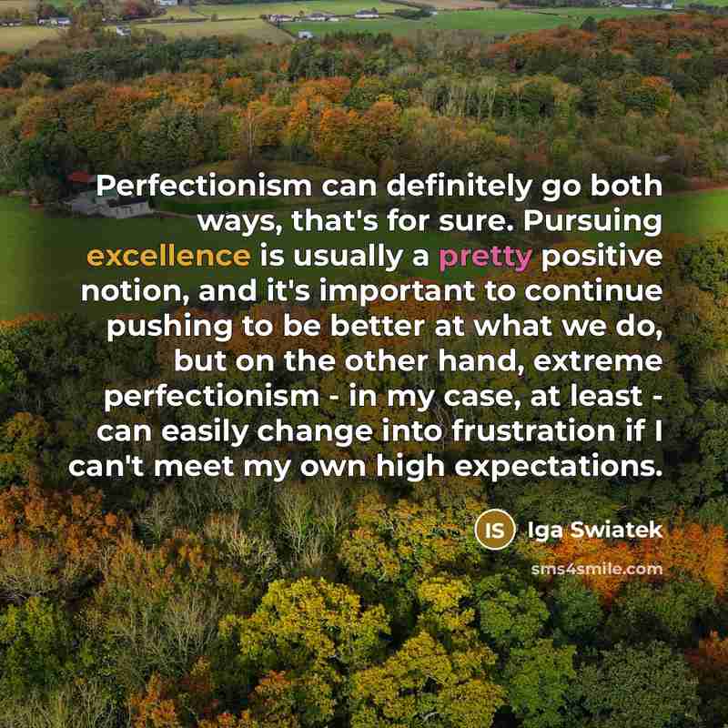“Perfectionism can definitely go both ways, that's for sure. Pursuing…” quote by Iga Swiatek