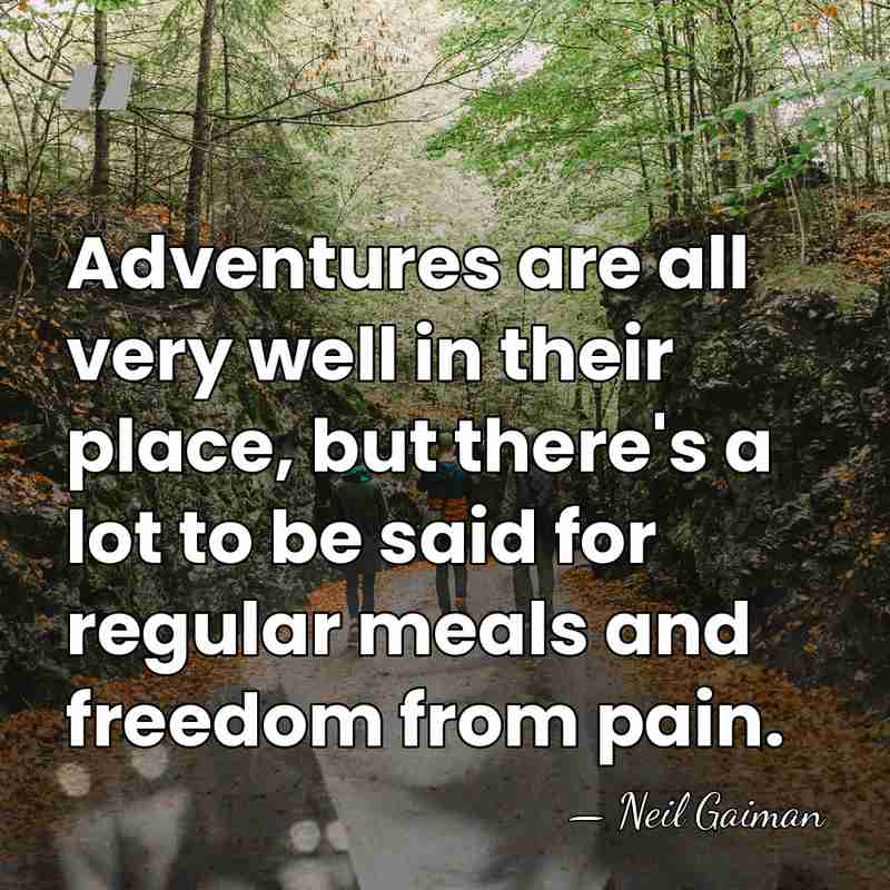 Adventures are all very well in their place, but there's a lot&hellip; - Neil Gaiman