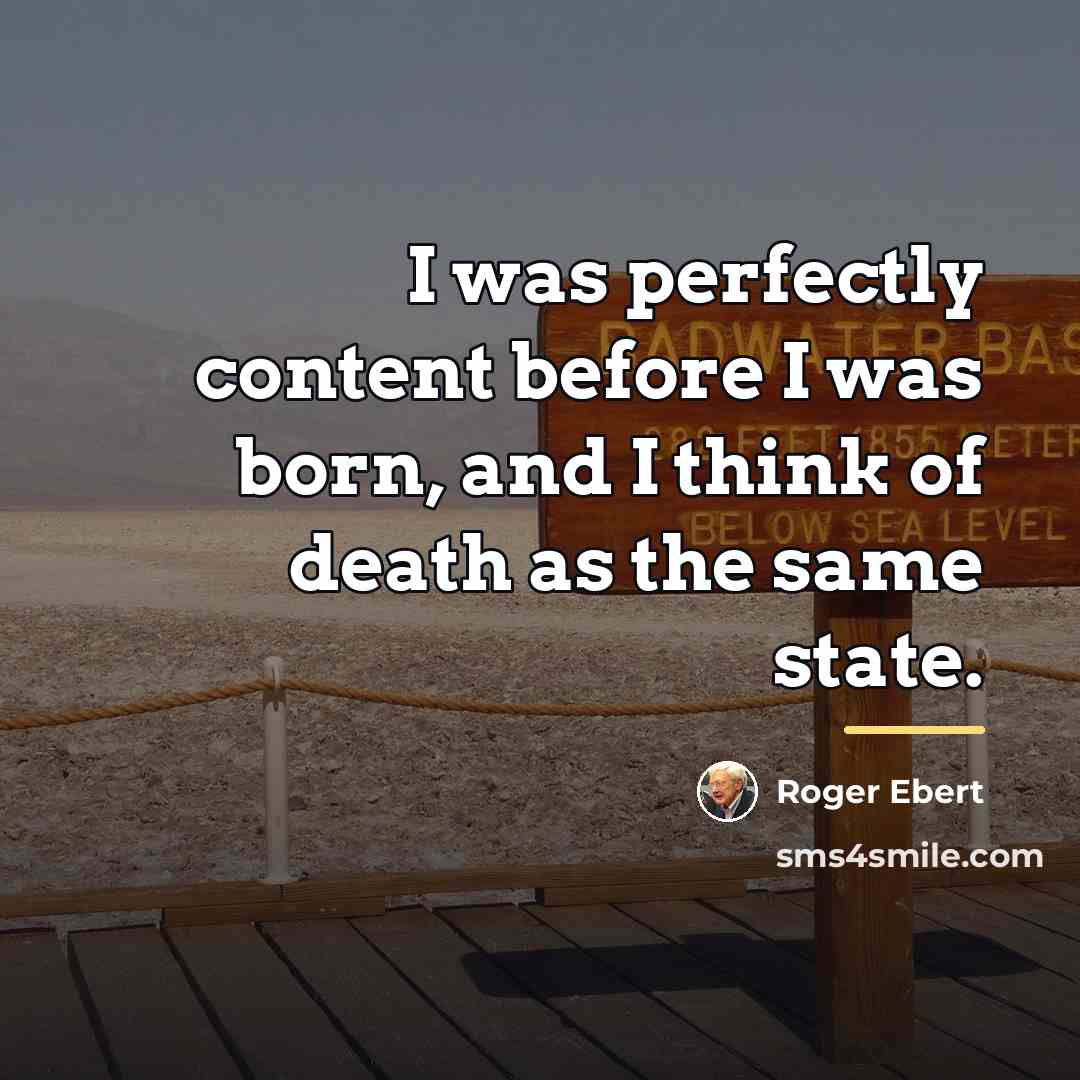 “I was perfectly content before I was born, and I…” quote by Roger Ebert
