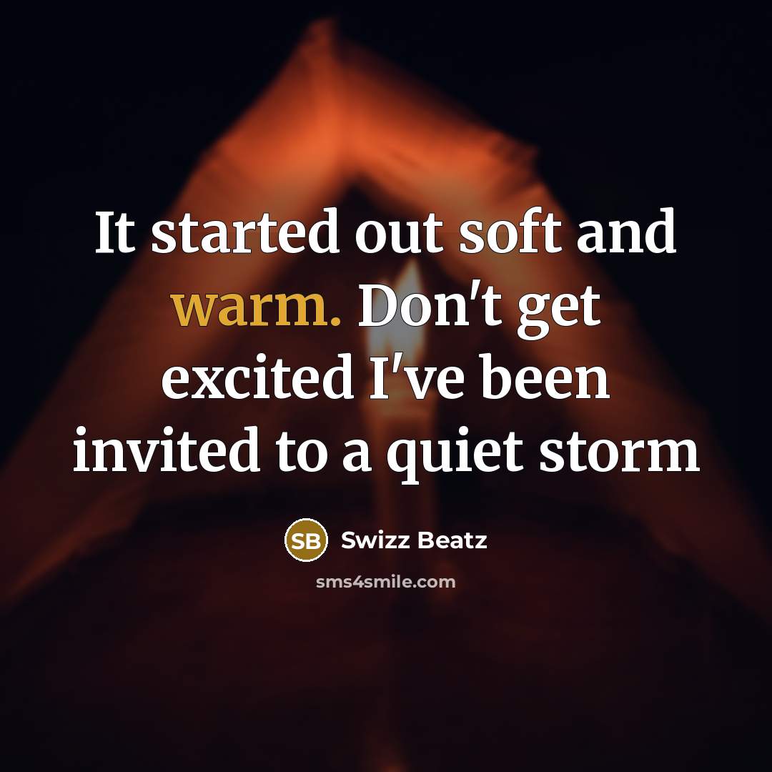 “It started out soft and warm. Don't get excited I've been invited to a quiet storm” quote by Swizz Beatz