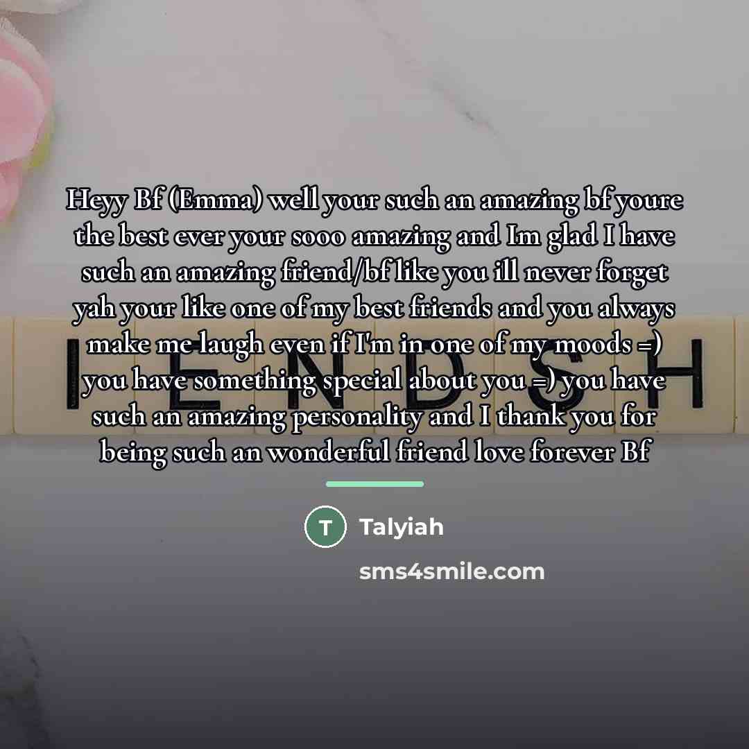 “Heyy Bf (Emma) well your such an amazing bf youre…” quote by Talyiah