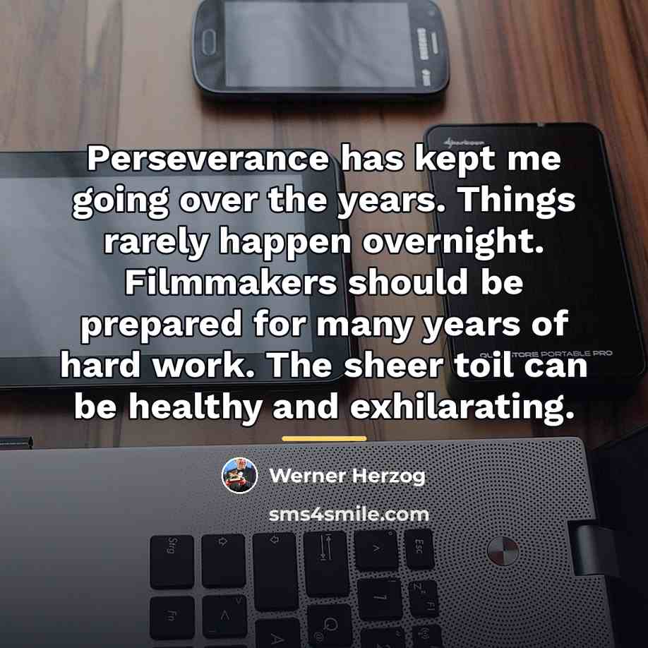 “Perseverance has kept me going over the years. Things rarely…” quote by Werner Herzog