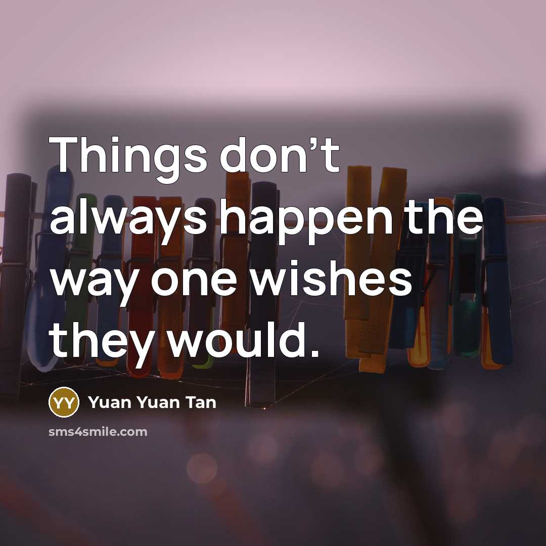“Things don't always happen the way one wishes they would.…” quote by Yuan Yuan Tan