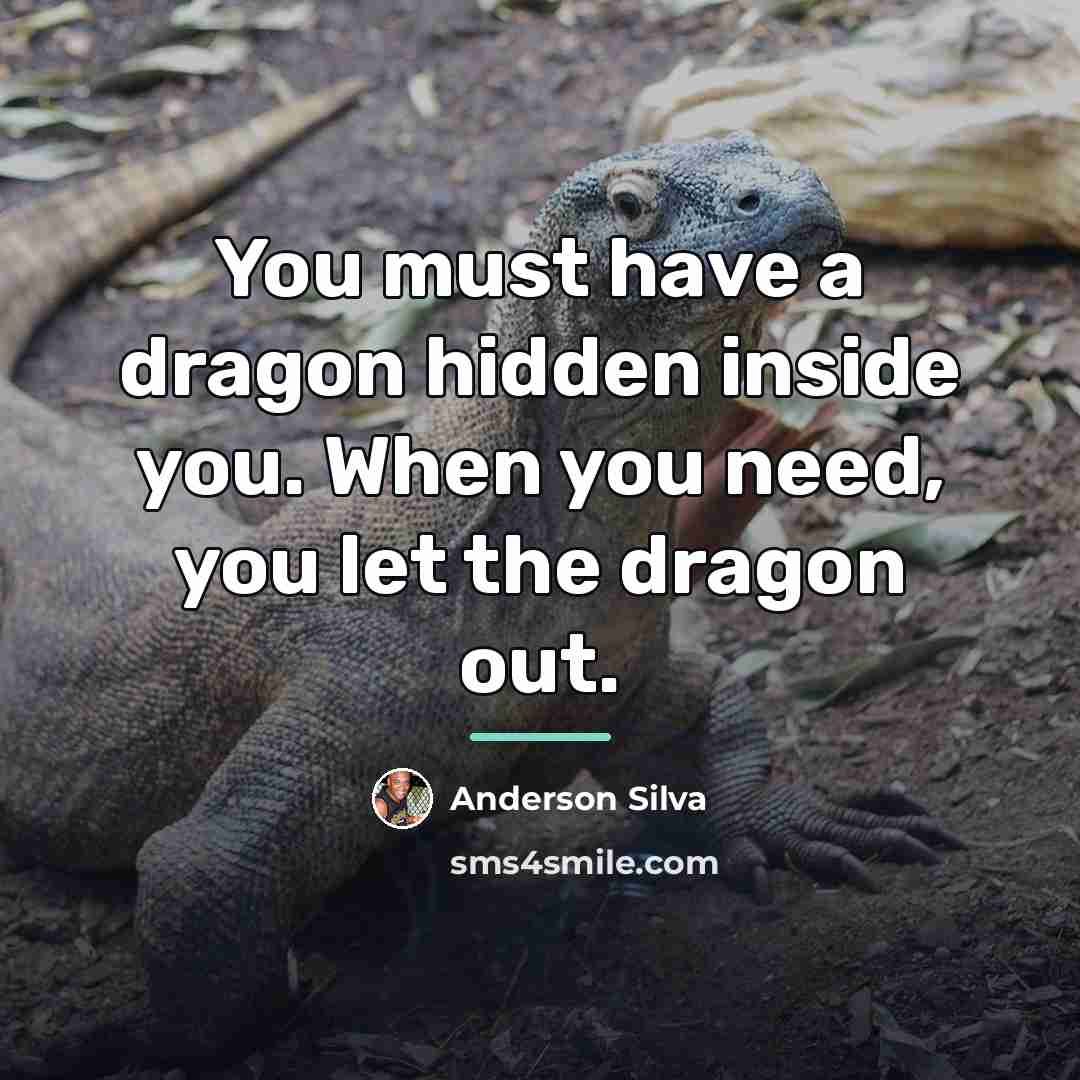 “You must have a dragon hidden inside you. When you…” quote by Anderson Silva