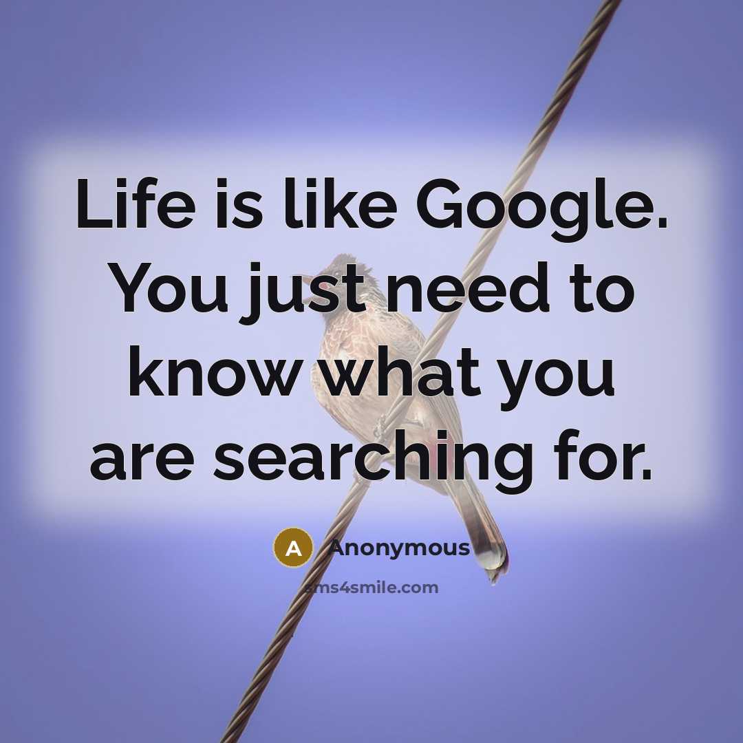 “Life is like Google. You just need to know what you are searching for.” quote by Anonymous