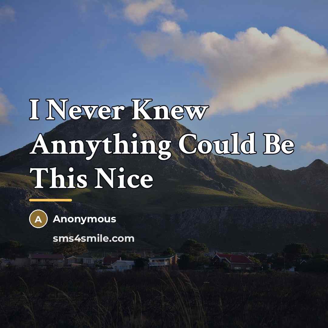 “I Never Knew Annything Could Be This Nice…” quote by Anonymous